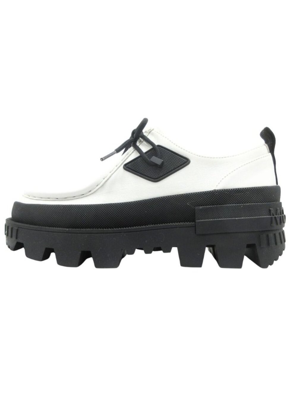 Moncler Mon Wallabee Boots Shoes Leather Bicolor Logo White Black 35